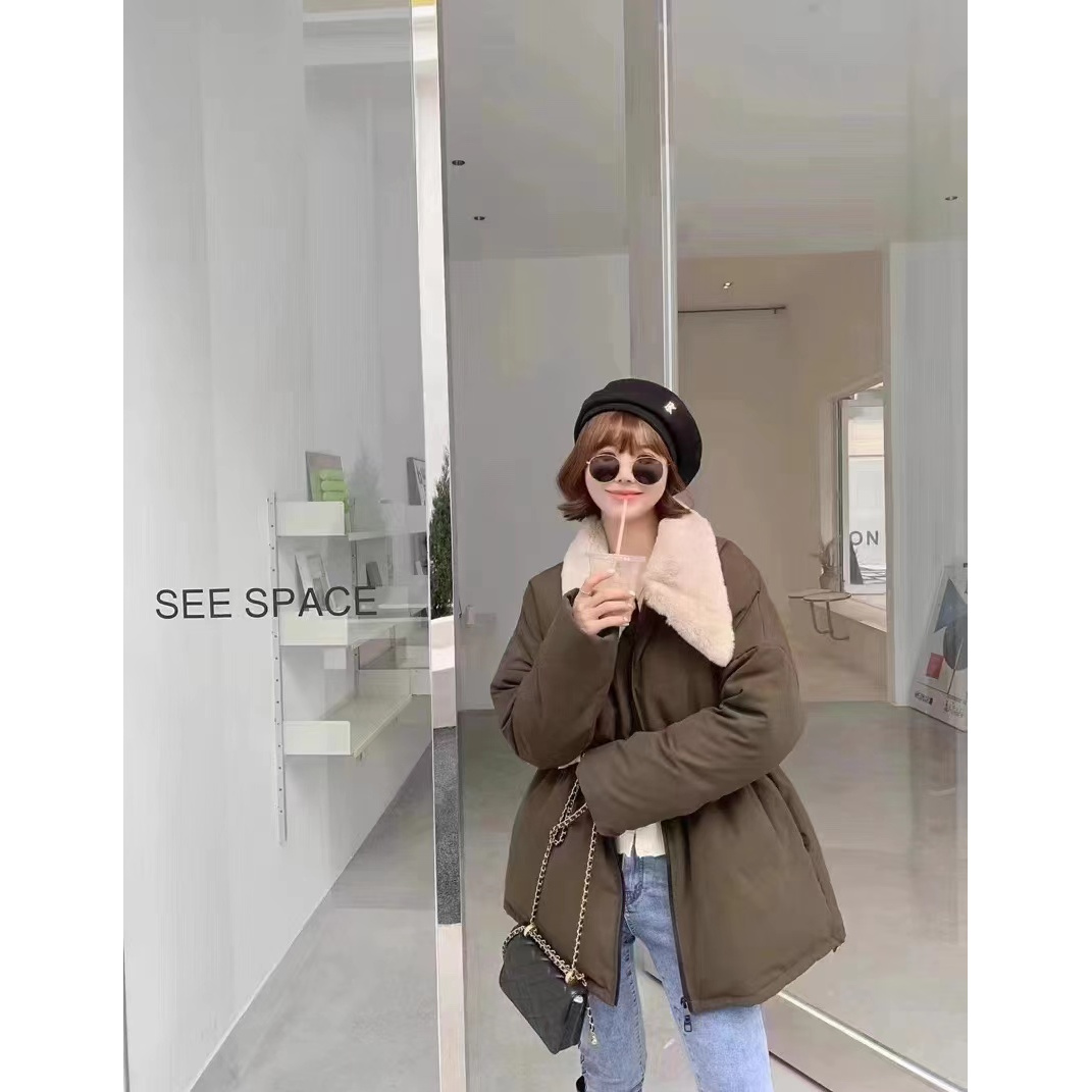 A28#毛领羽绒服女冬季韩系穿搭外套ins潮中长款加厚保暖时尚
