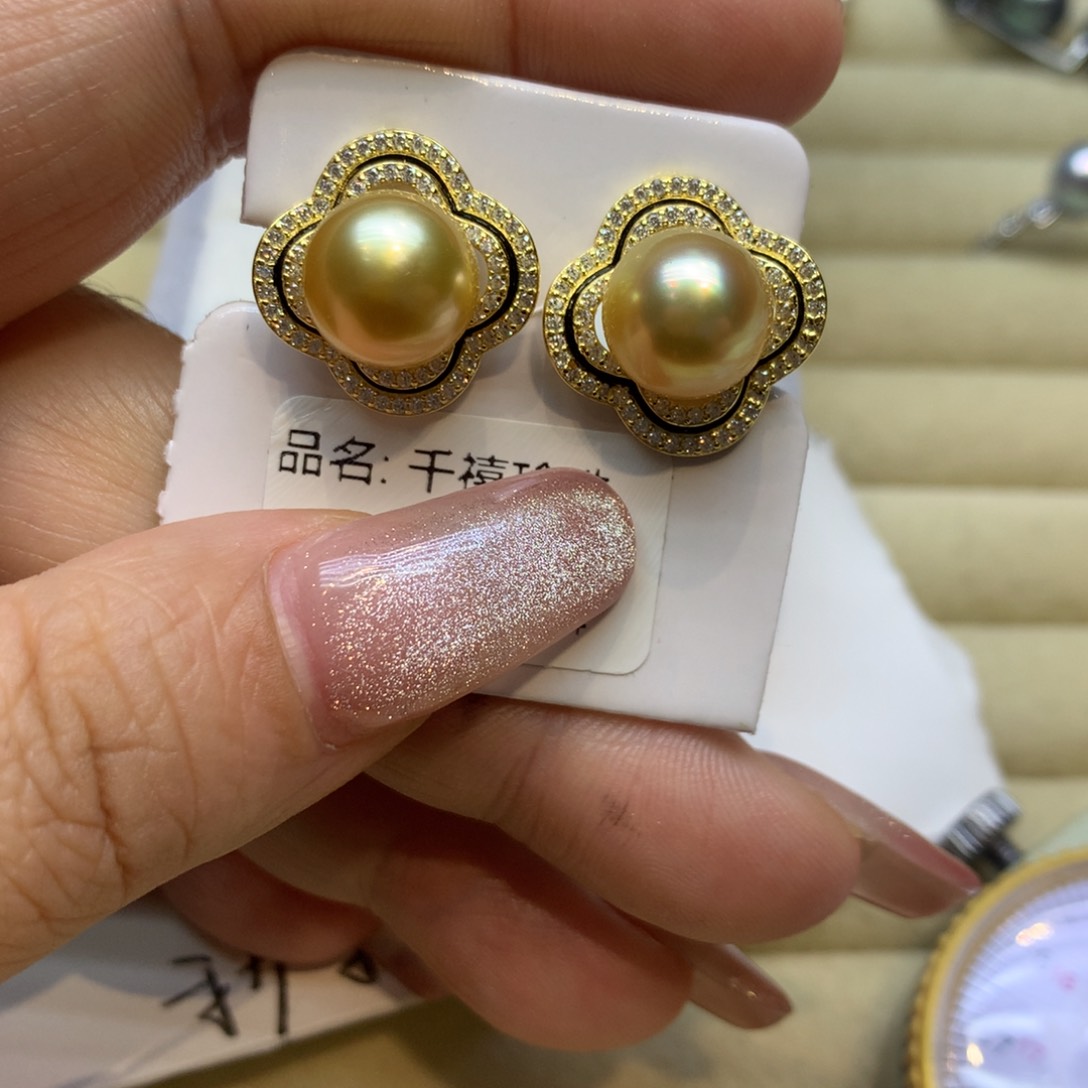 银S925镶嵌耳饰海水珍珠