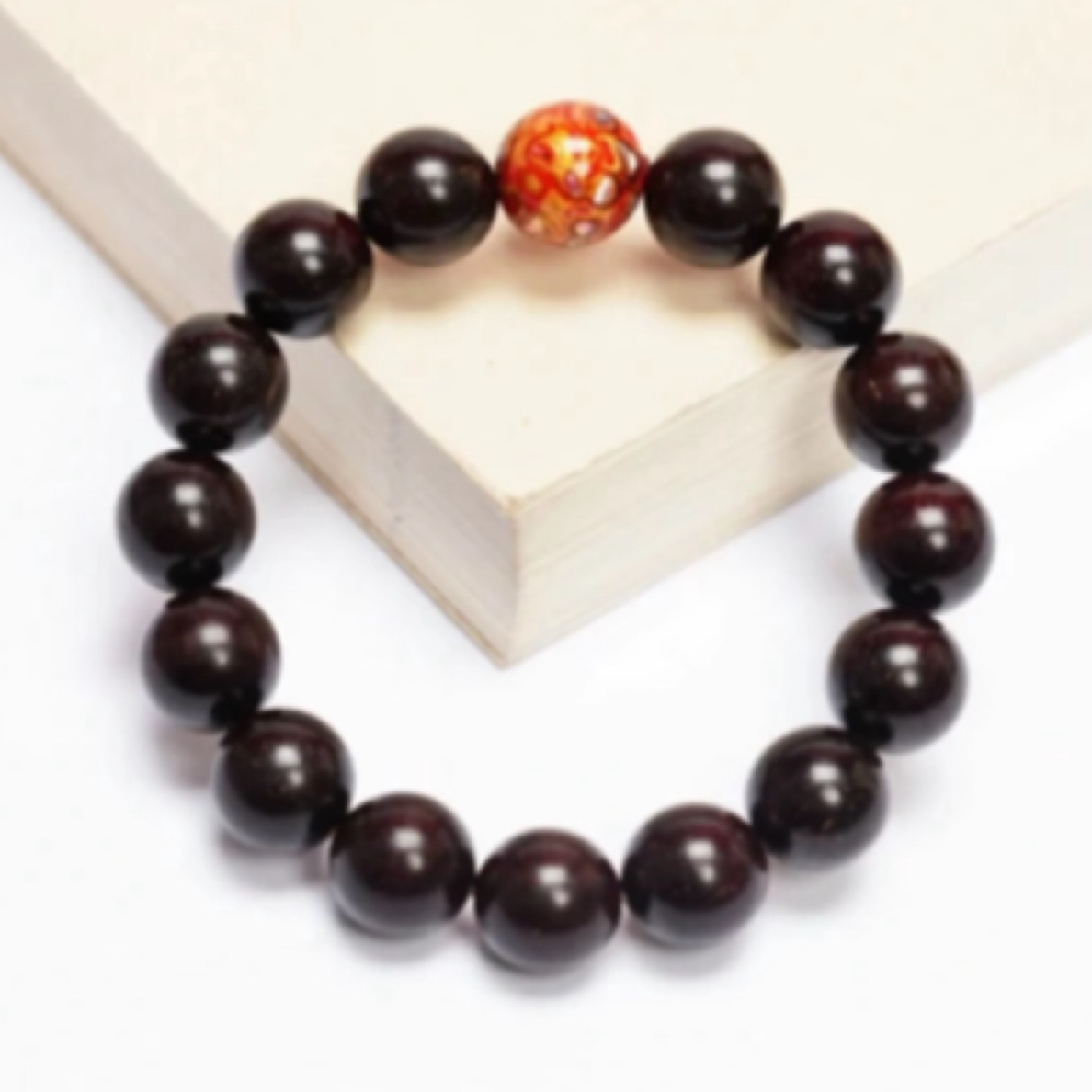 小叶紫檀金星大漆单圈手串-鸿运当头（无礼盒）