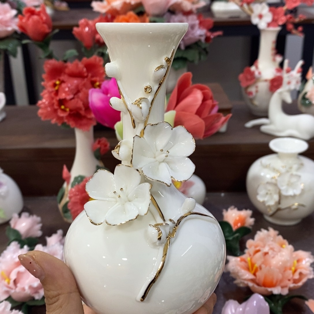 摆件陶瓷手工花摆件