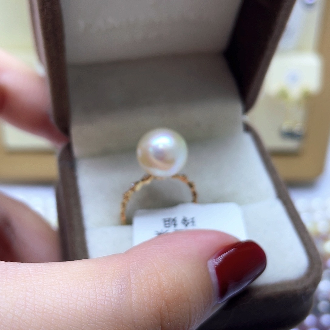 海水珍珠戒指18K金镶嵌