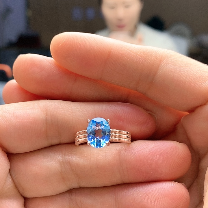 托帕石戒指银S925镶嵌