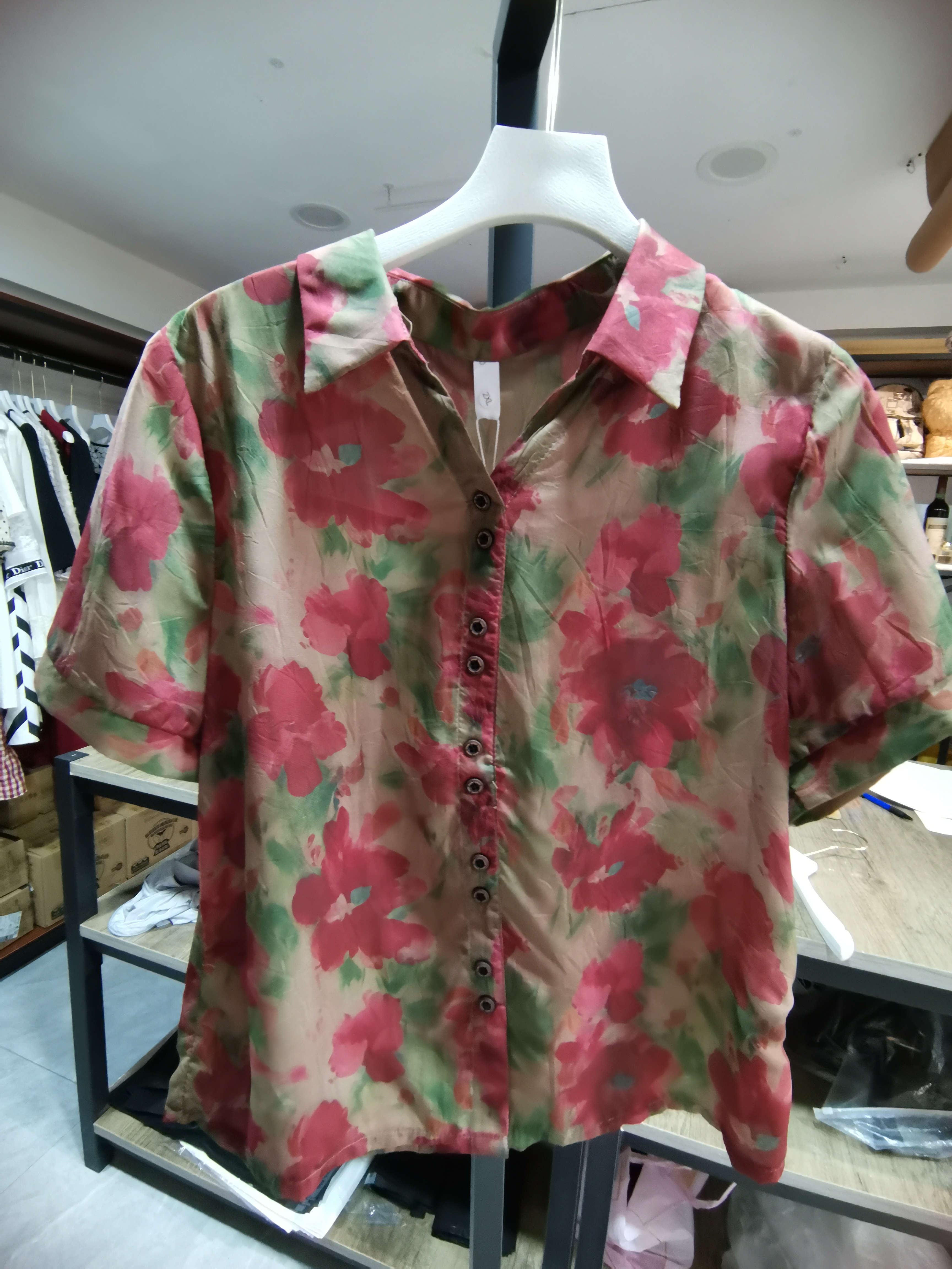 5040时尚印花短袖宽松衬衫衣裙  (120斤可穿)默认微瑕无运费险