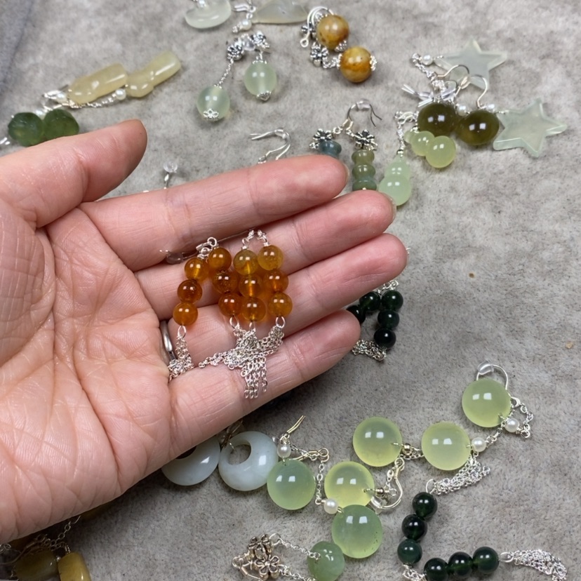 【闪购商品】蛇纹石玉挂件耳饰耳环项链未镶嵌星****