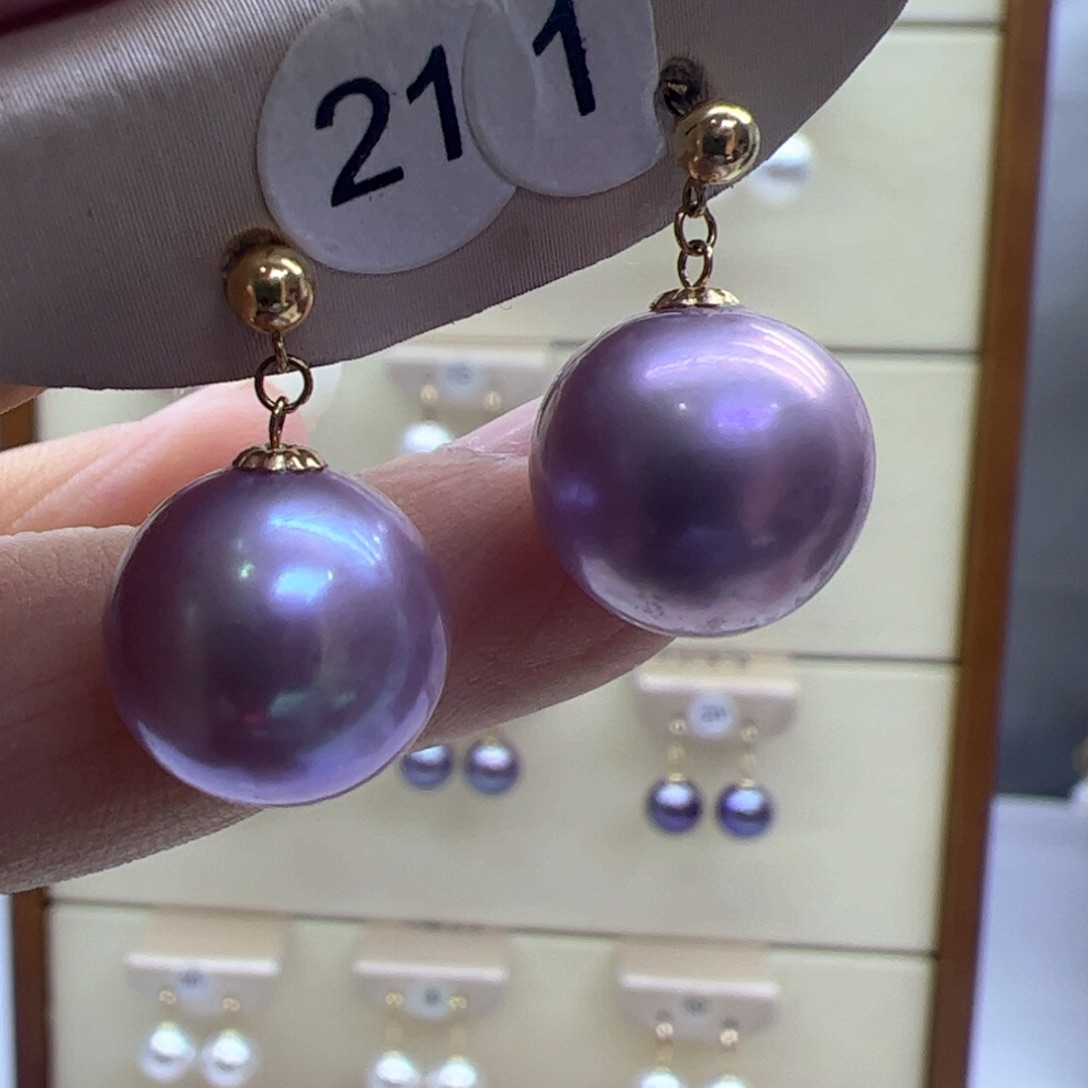 淡水珍珠耳饰18K金镶嵌