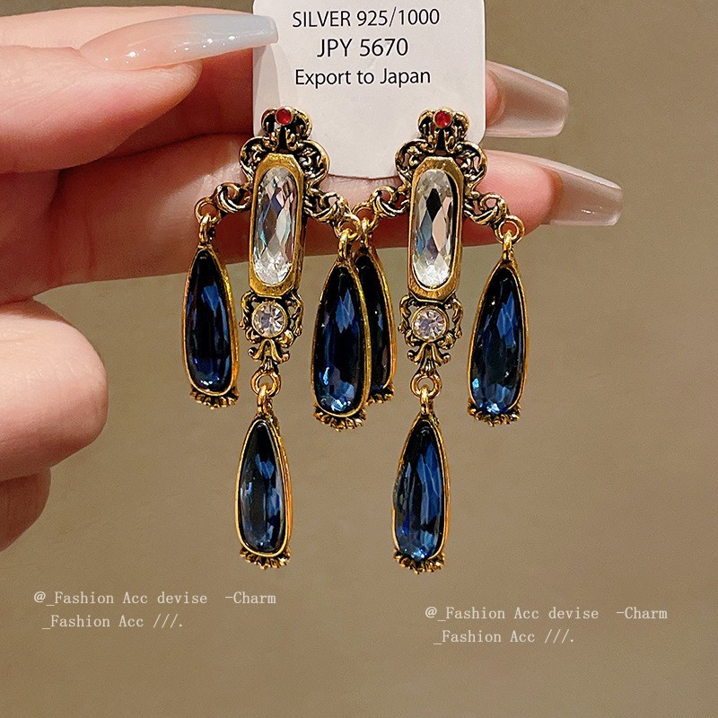  HL026【TITI专属】复古小众镶钻水滴宫廷风耳钉