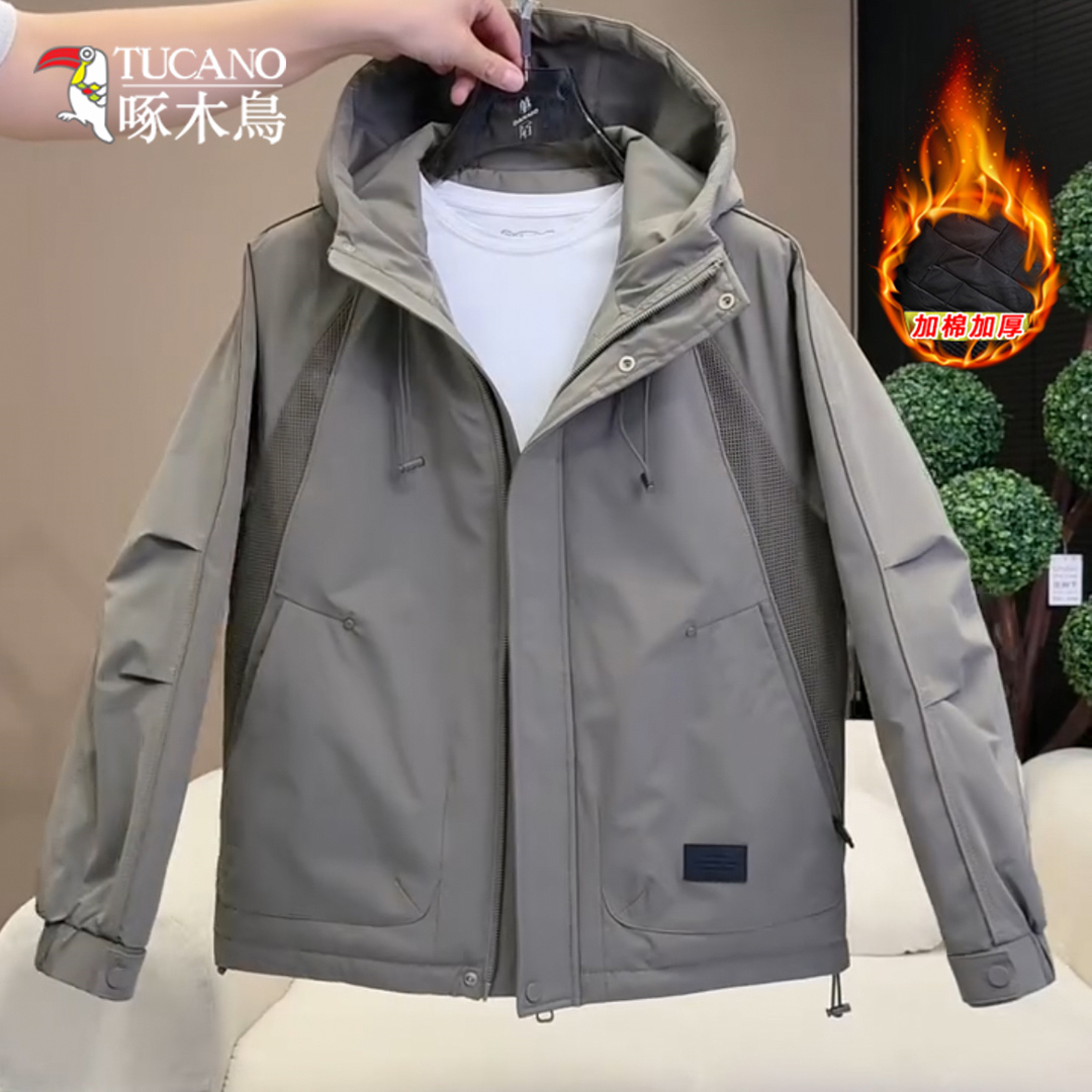 TUCANO/啄木鳥潮流加棉加厚工装连帽夹克男士冲锋衣保暖外套1116