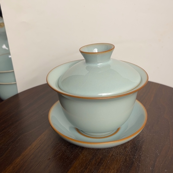 摆件瓷天青描金元宝盖碗kkkkkkkkkkkkkkkkkkk