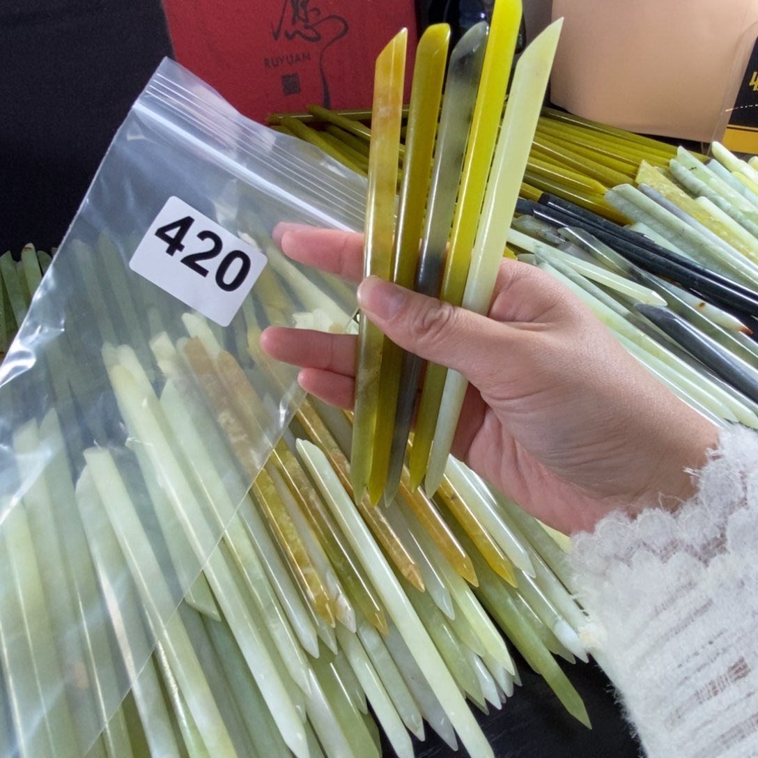 未镶嵌蛇纹石玉发簪凉**风