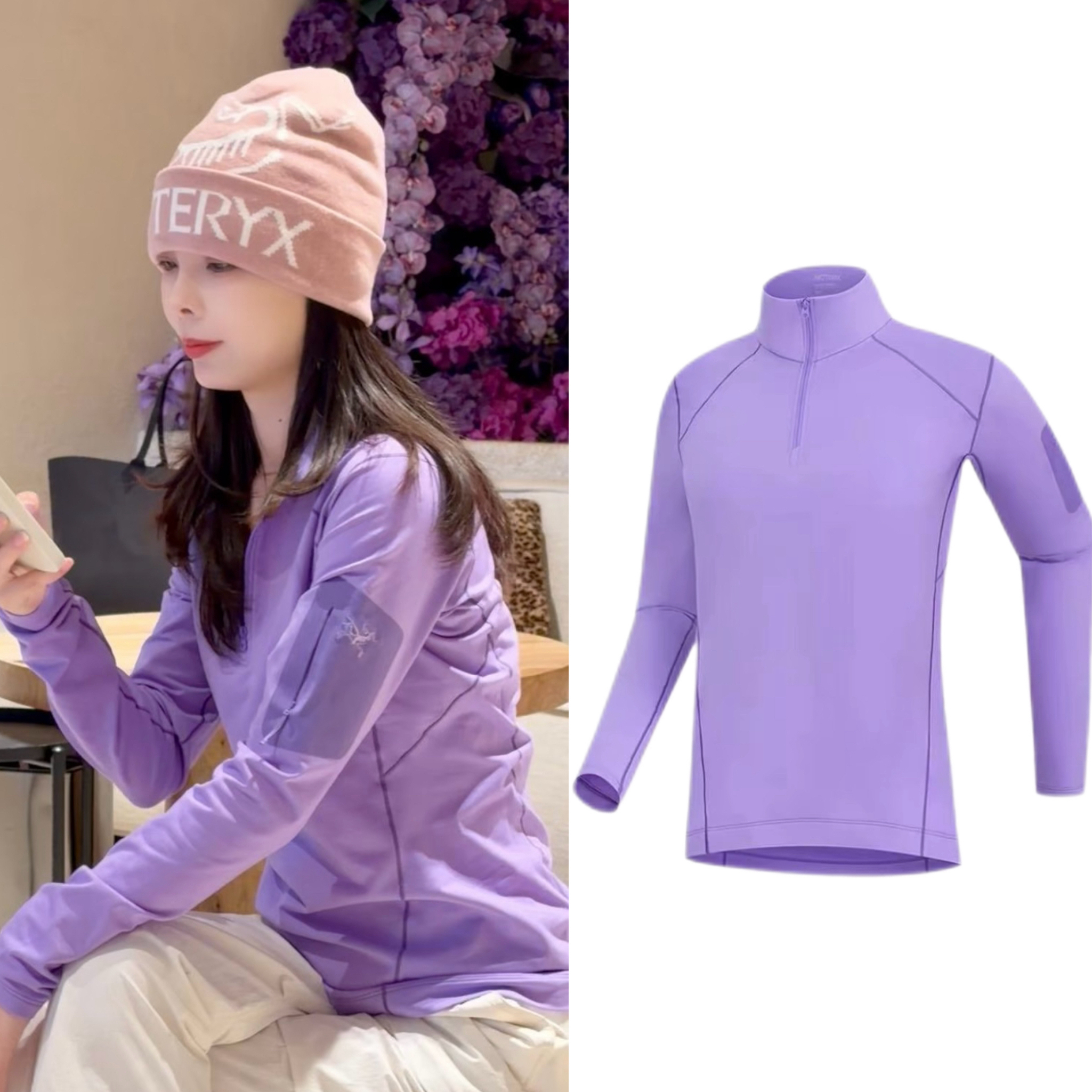 【珺野】rho zip 纯色半拉链立领长袖 常规T恤 女款