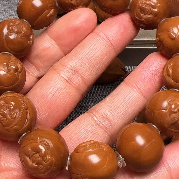 橄榄核手串/手链黑***ㅤ正圆财迷橄榄核雕手串