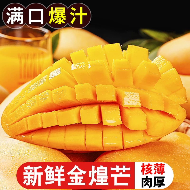 JJ【催熟食用】海南金煌芒带箱5斤/10斤装新鲜应季香甜多汁核薄肉多