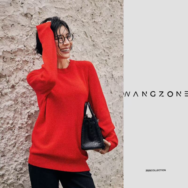 WANG ZONE｜100%羊绒定染色圆领百搭软糯针织上衣