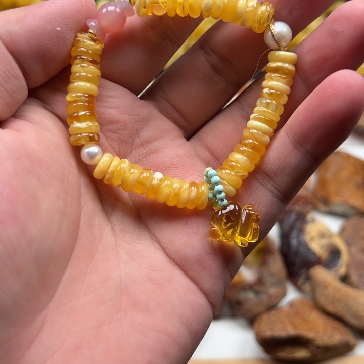 手链琥珀未镶嵌diy手串