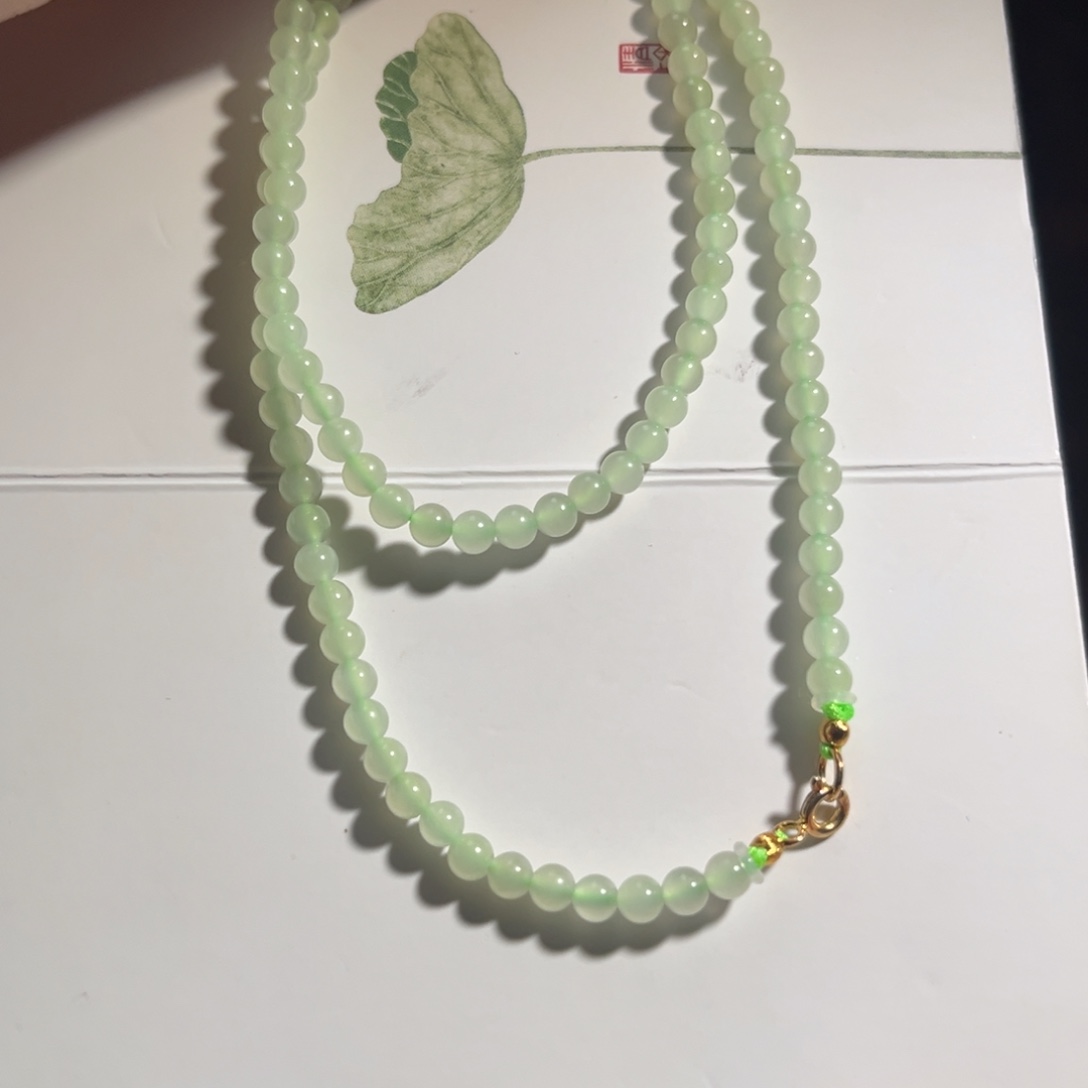 和田玉银S925镶嵌颈饰高冰晴水4mm99