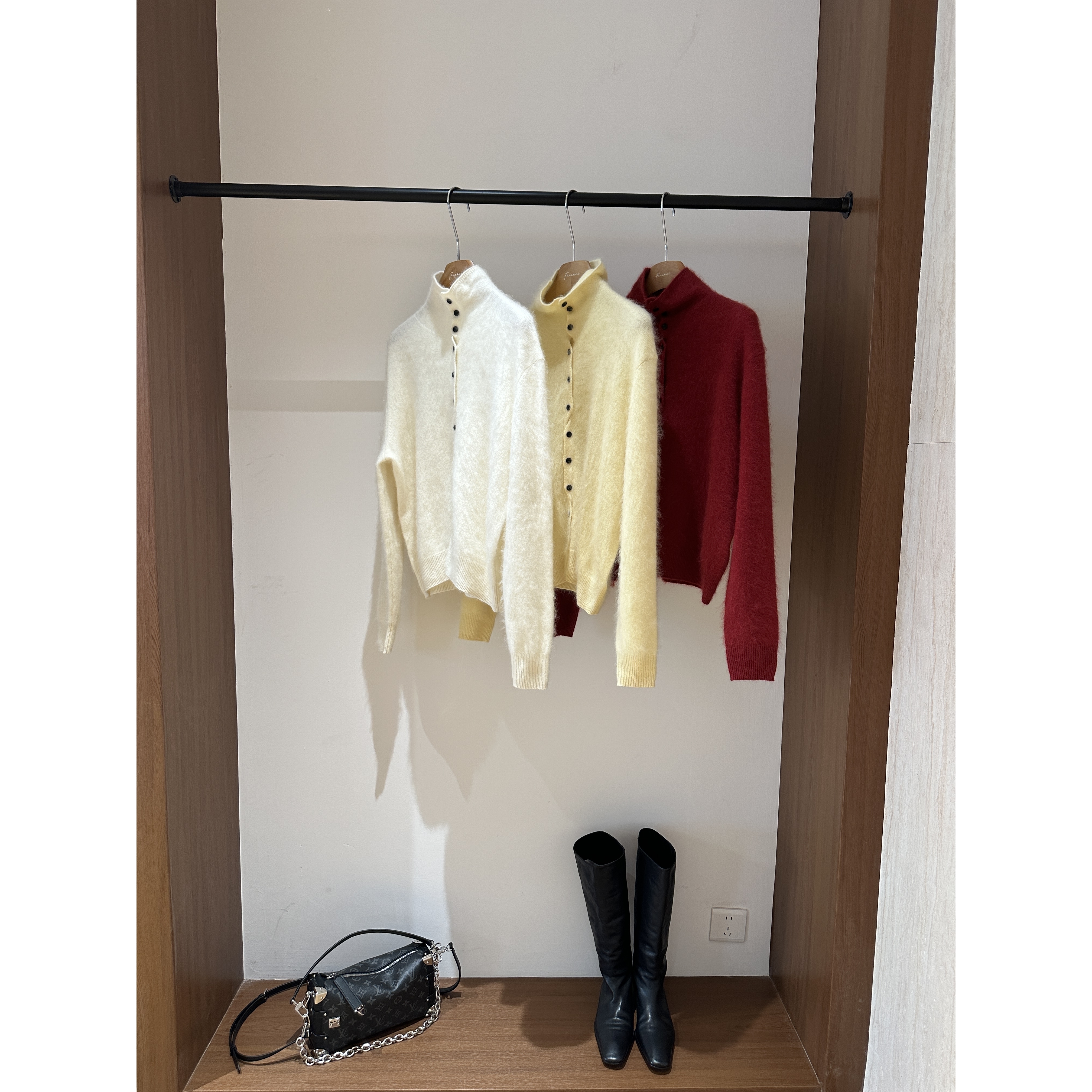 （云朵绒）丝绒拉毛开衫高领毛衣深圳南油设计师女装