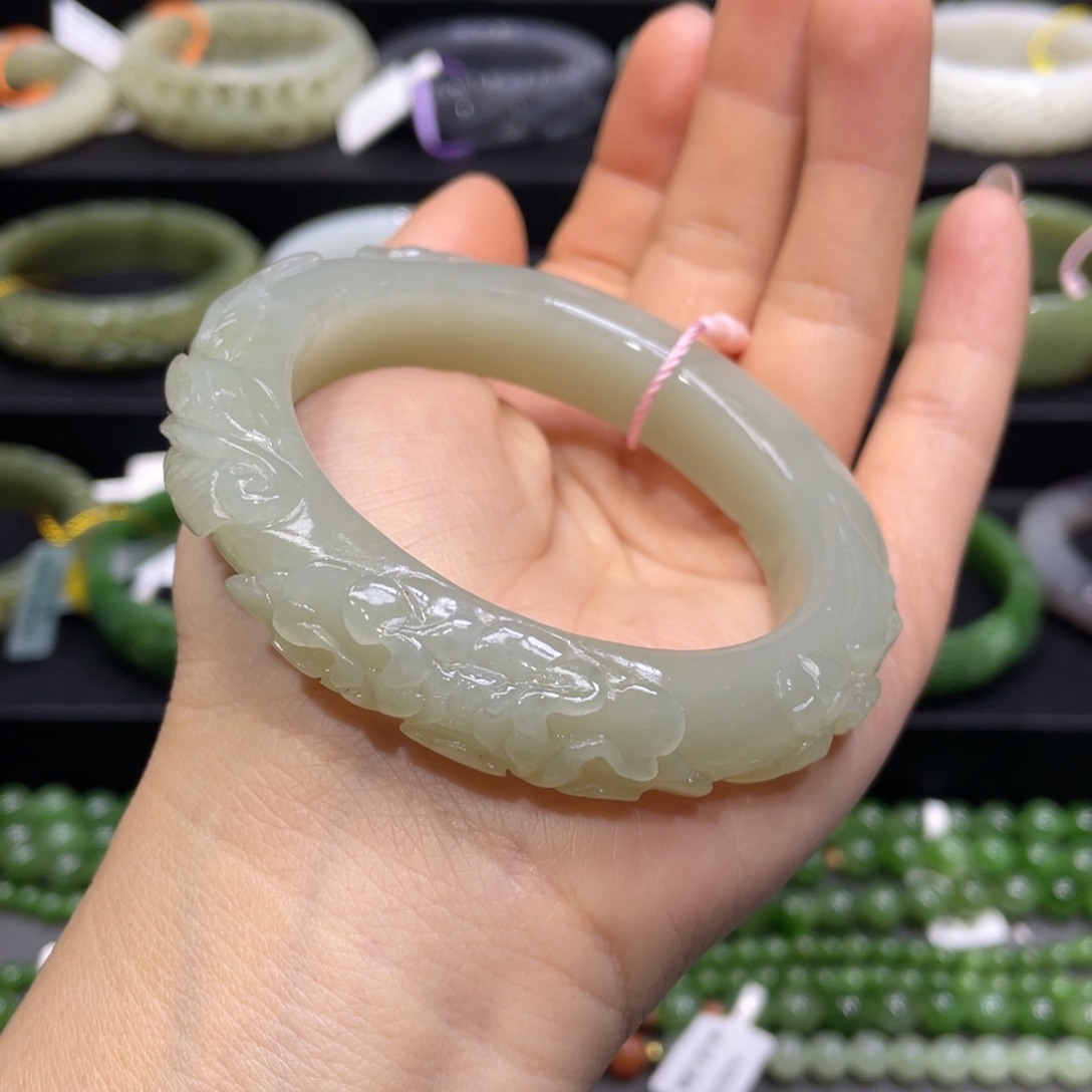 和田玉手镯54+圈口 编号23未镶嵌