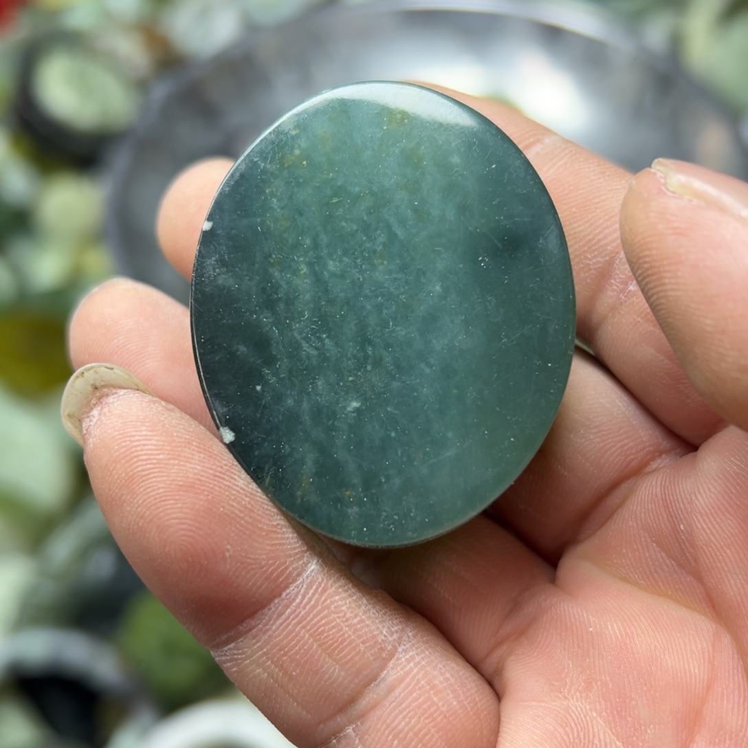 蛇纹石玉未镶嵌岫玉手镯心，平安无事牌