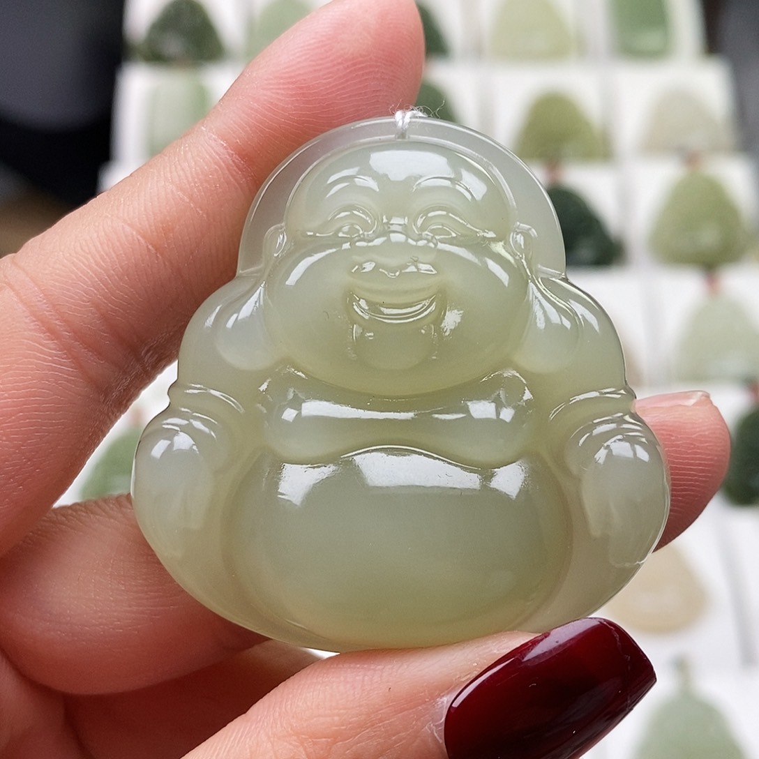 和田玉颈饰足金镶嵌45