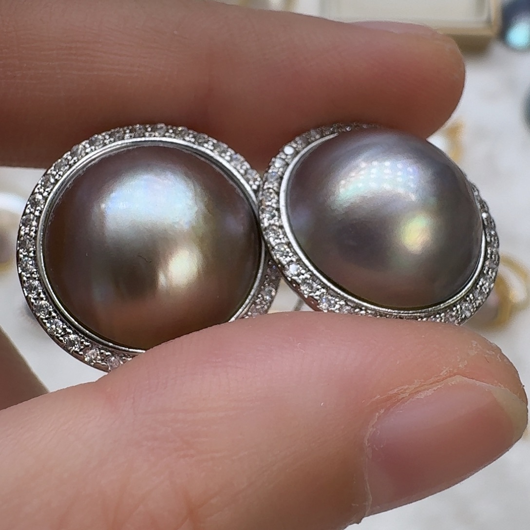 拼合珍珠（马贝珠）耳饰未镶嵌