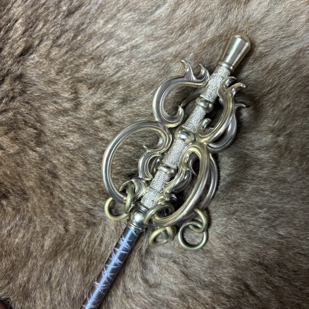 金属工艺品微兵器模型，九环锡杖，冷兵器，收藏把玩做摆件