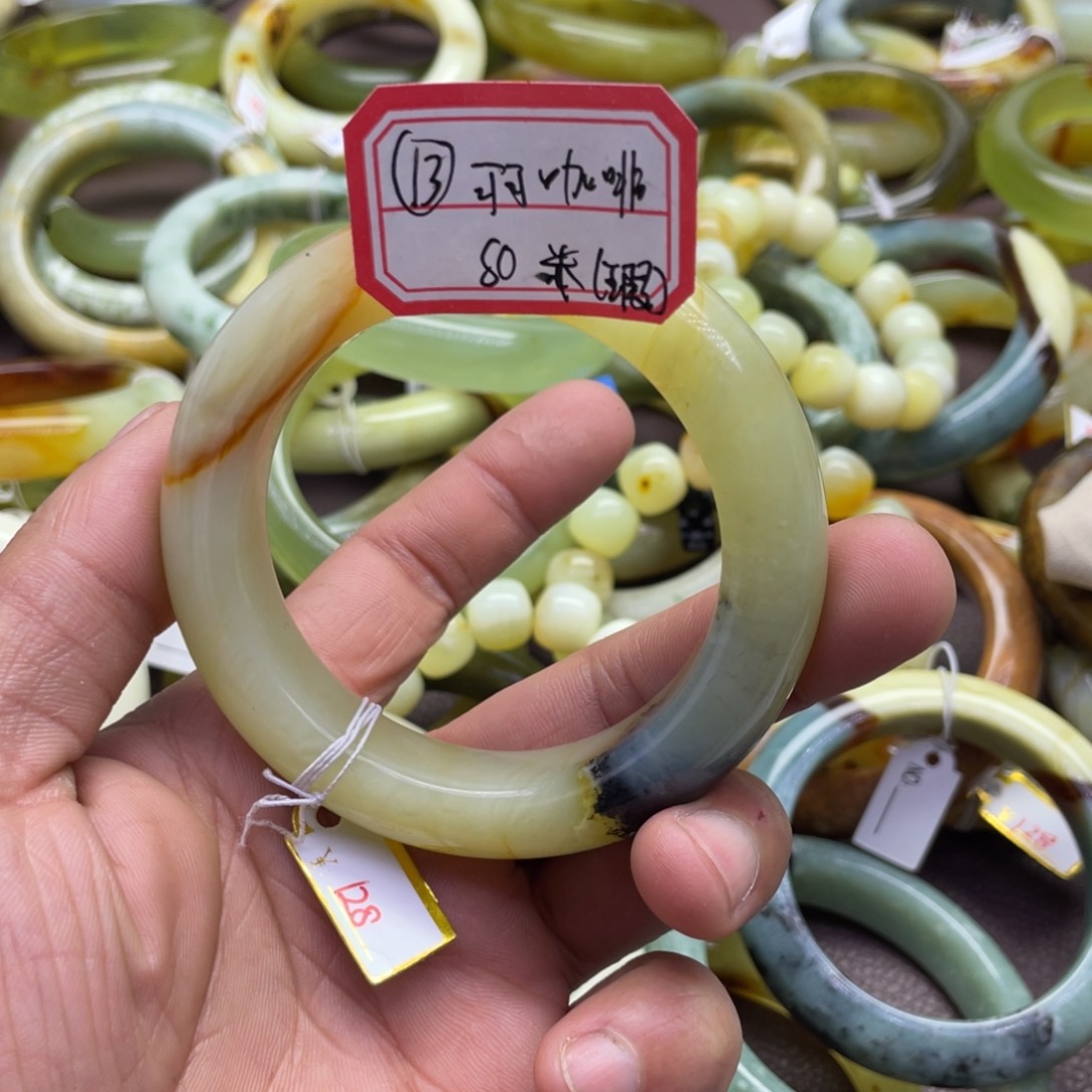 可***啡蛇纹石玉未镶嵌手镯