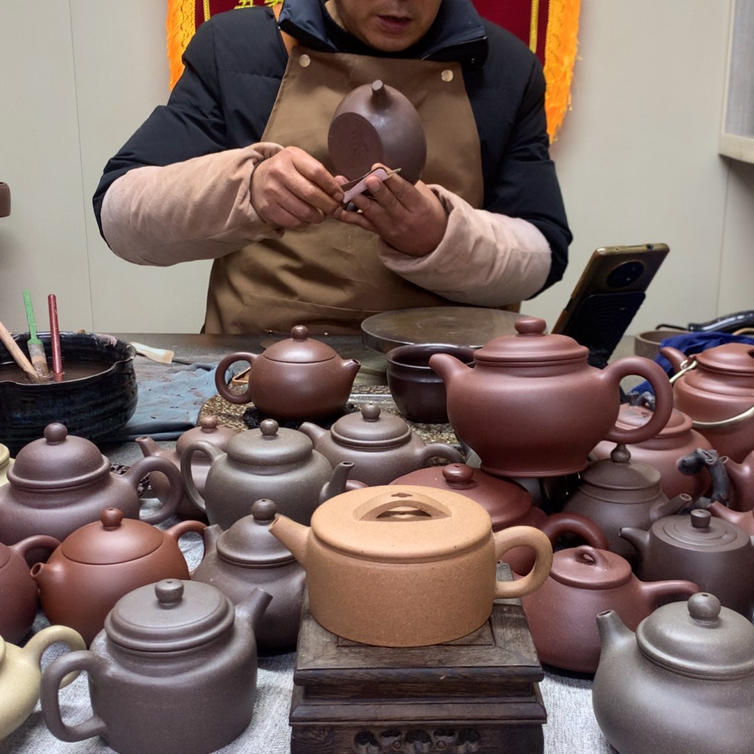 紫泥茶壶青降坡汉瓦180C半手工制作