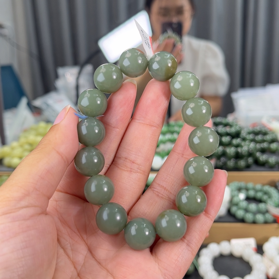 手串未镶嵌和田玉新疆且末蓝卡14圆珠