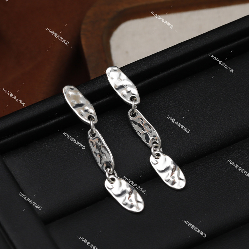 铜合金陶瓷耳饰 耳饰饰品个性简约HD轻奢S925银针极简长款耳环感