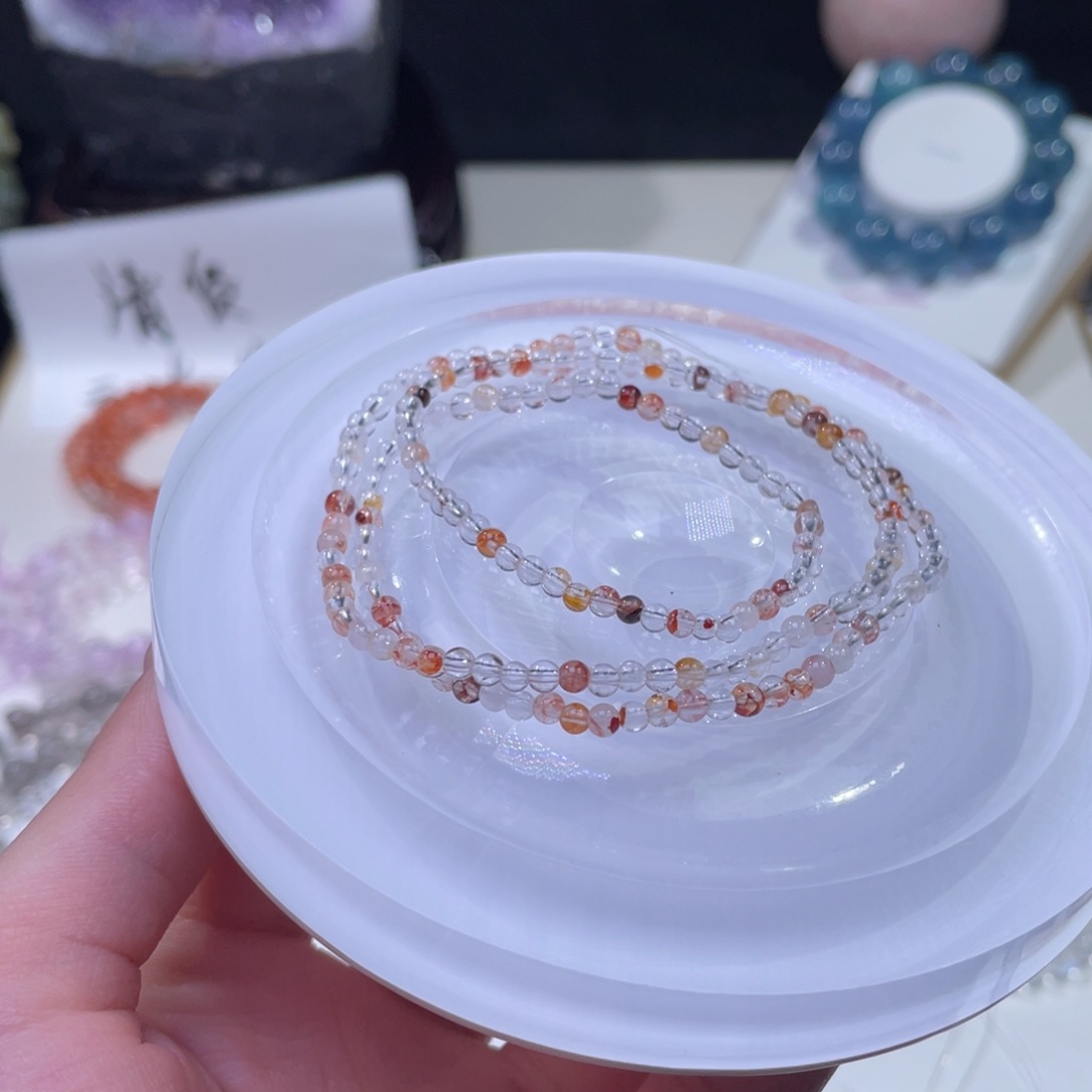 未镶嵌手链水晶锦鲤胶花多圈3mm  15