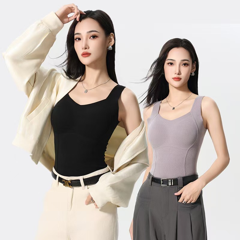 秋冬舒适保暖空气杯透气润肤暖背美背打底胸垫时尚网红无痕背心