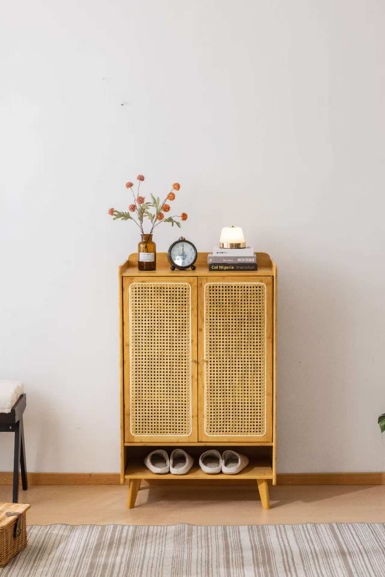 HSL塑藤鞋柜进门放鞋架子带门玄关鞋架置物柜子入户鞋架多层