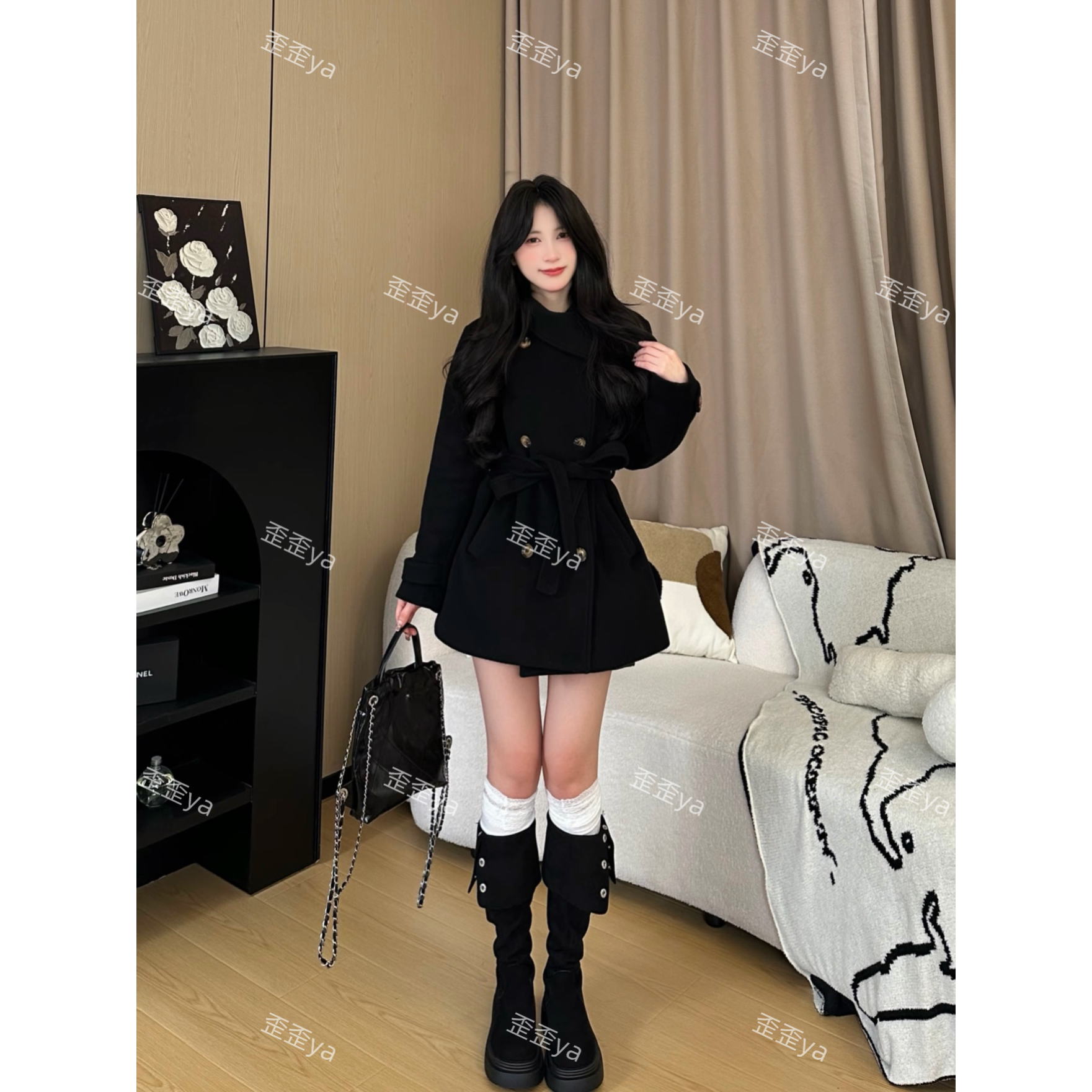 秋冬新品大衣短款气质显瘦收腰外套百搭小个子休闲时尚设计师