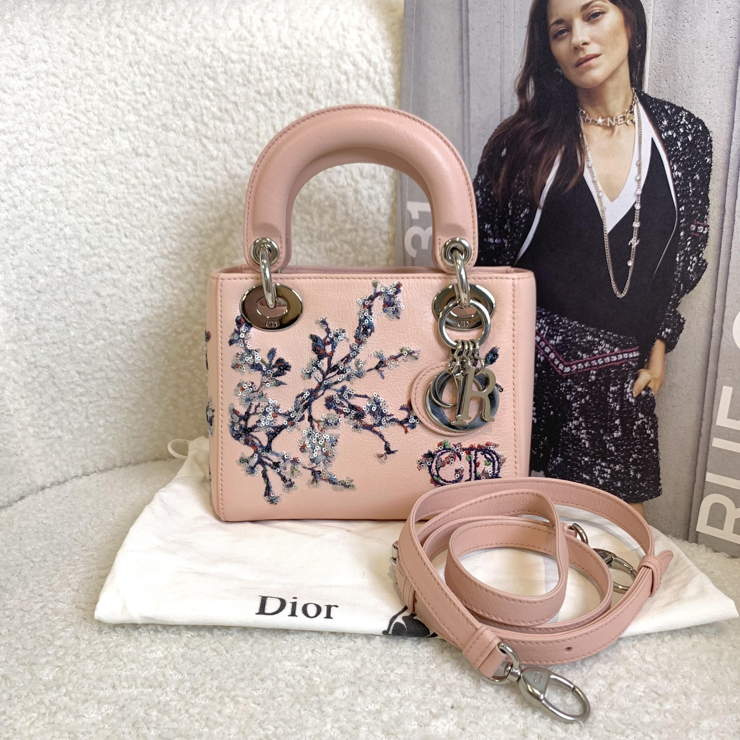 95新 DIOR/迪奥 壹臻/粉色限量重工刺绣亮片三格戴妃 37212781