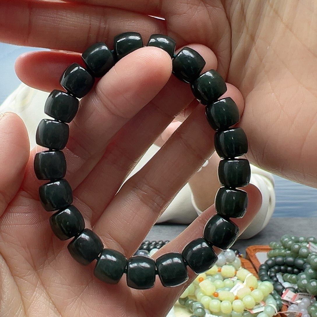 和田玉手串未镶嵌10直切