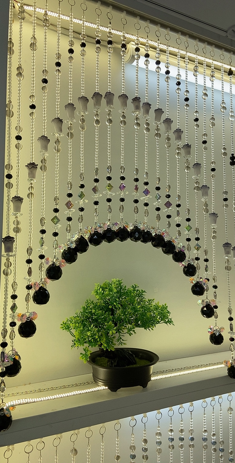 黑白灰八方好运珠帘定做