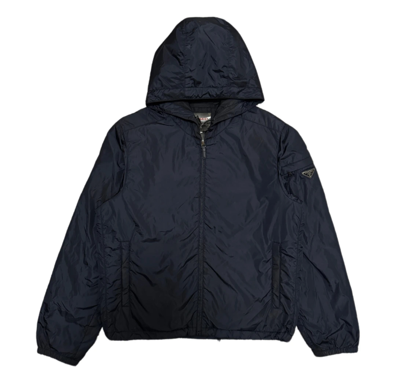 99新 Prada/普拉达 藏青色尼龙三角钢标拉链外套L码