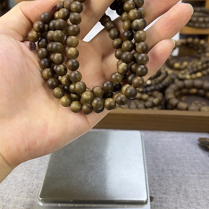 沉香香囊沉香08圆珠多圈沉水浮白奇