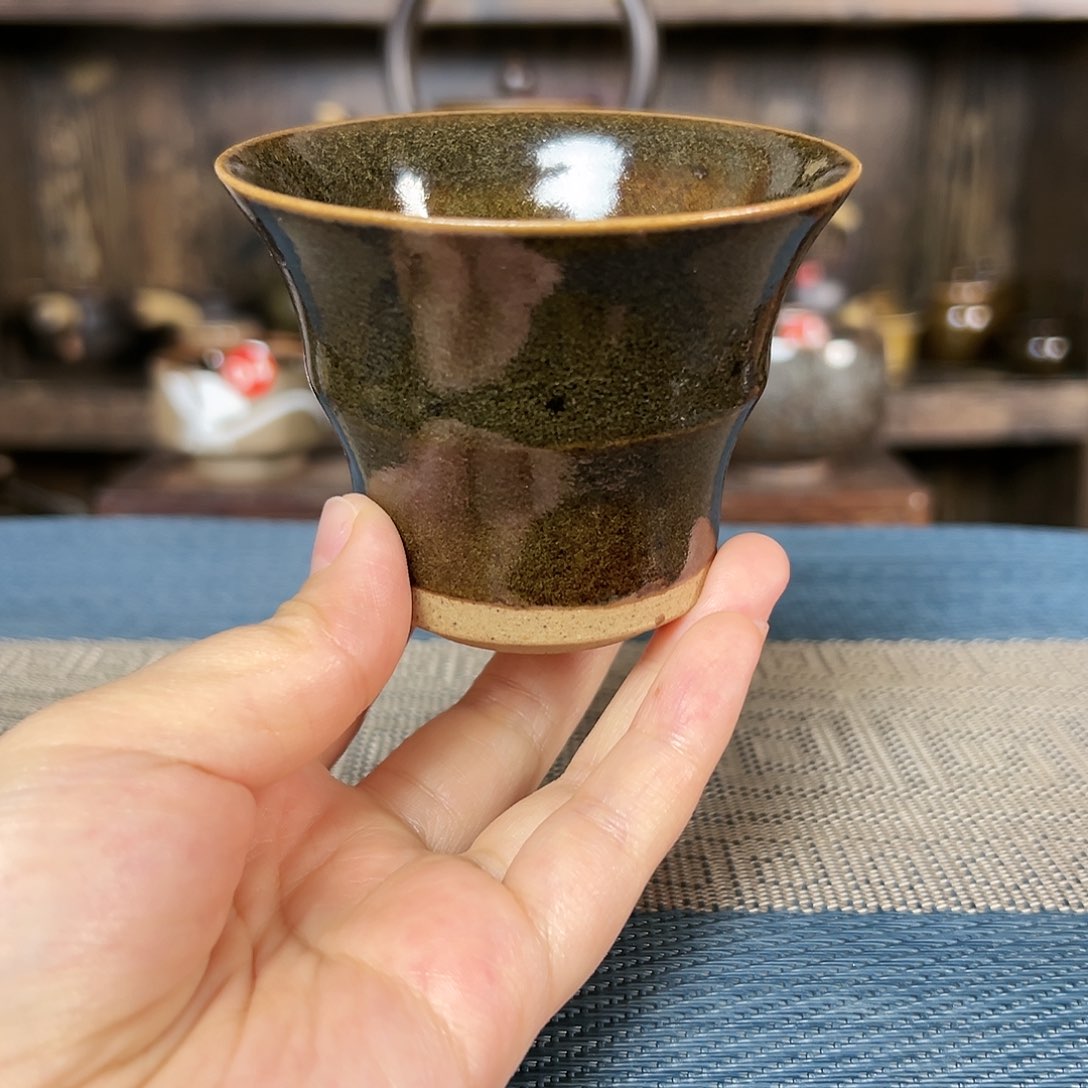 纯手工窑变色竹节杯