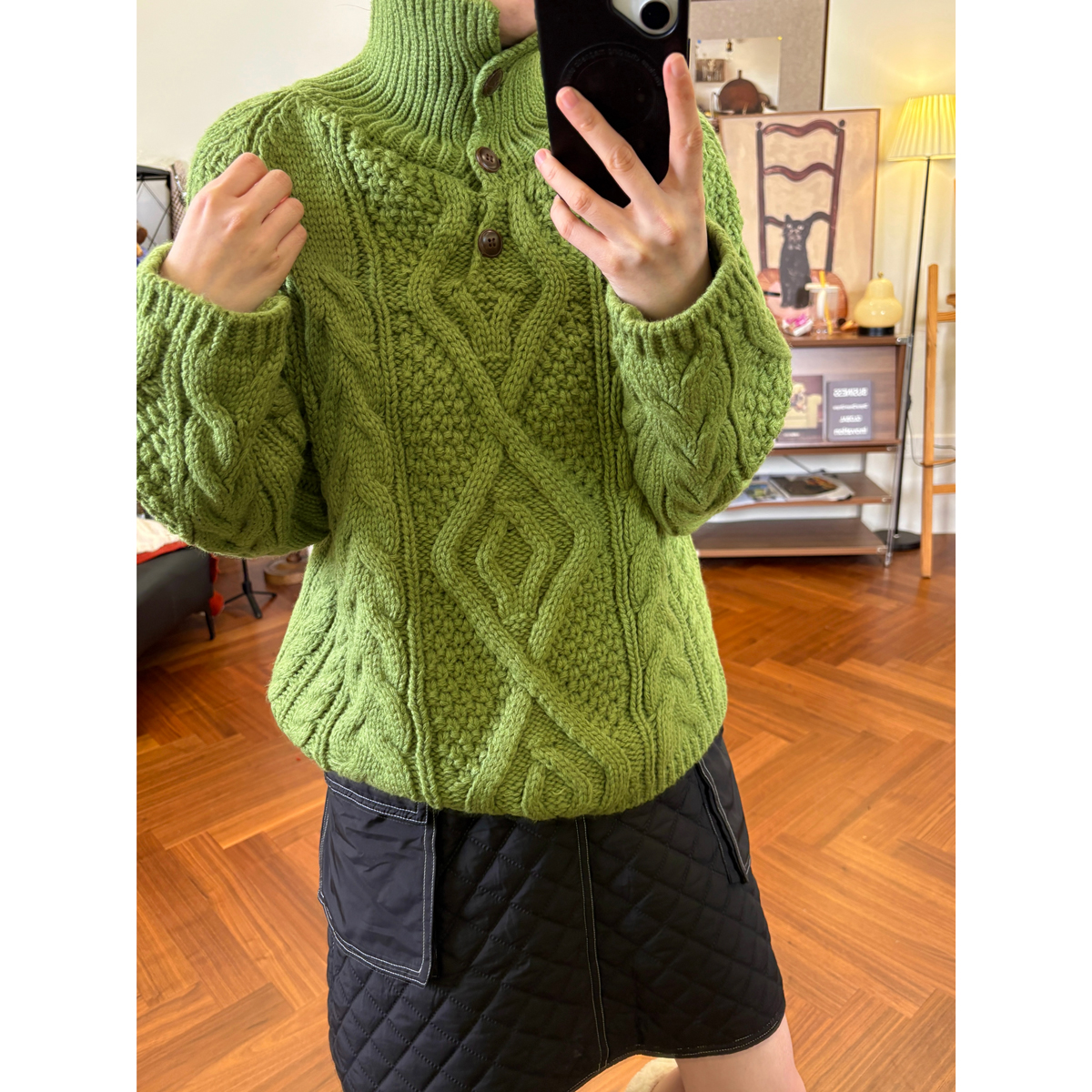 韩系复古粗针麻花高领针织衫女秋冬新款气质宽松减龄软糯套头毛衣