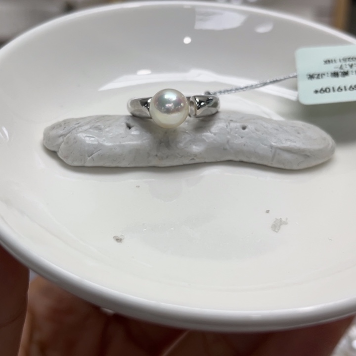 银S925镶嵌戒指海水珍珠7.9mm42号