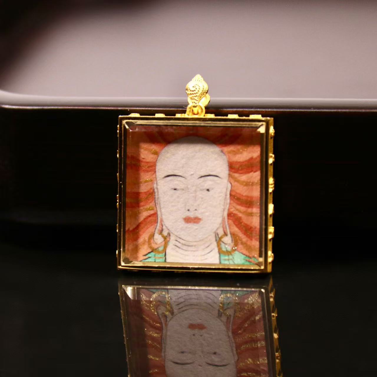 【弥真九华】纯手绘地藏大师唐卡吊坠 JHS00109