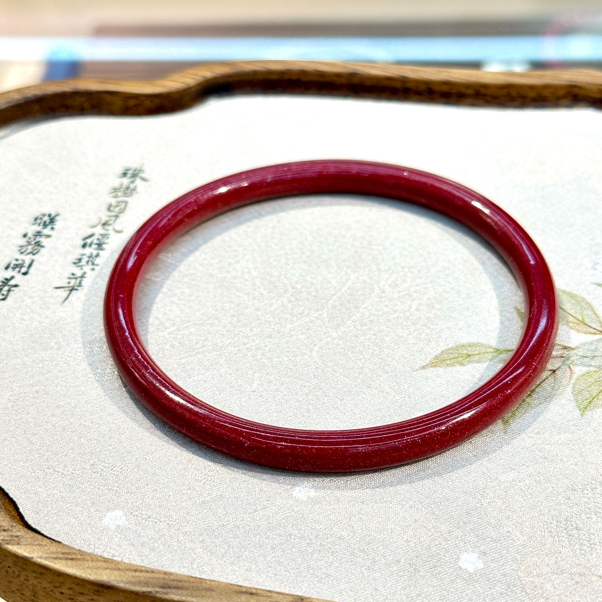 天然辰砂朱砂手镯气质时尚简约大气百搭