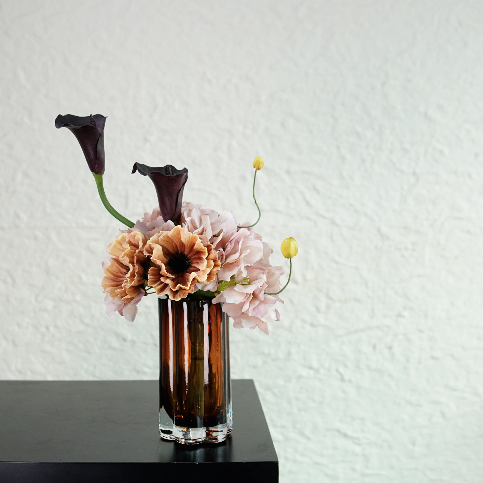 花屿星河|设计 仿真花简约现代轻奢水晶玻璃花瓶客厅软装插花装饰