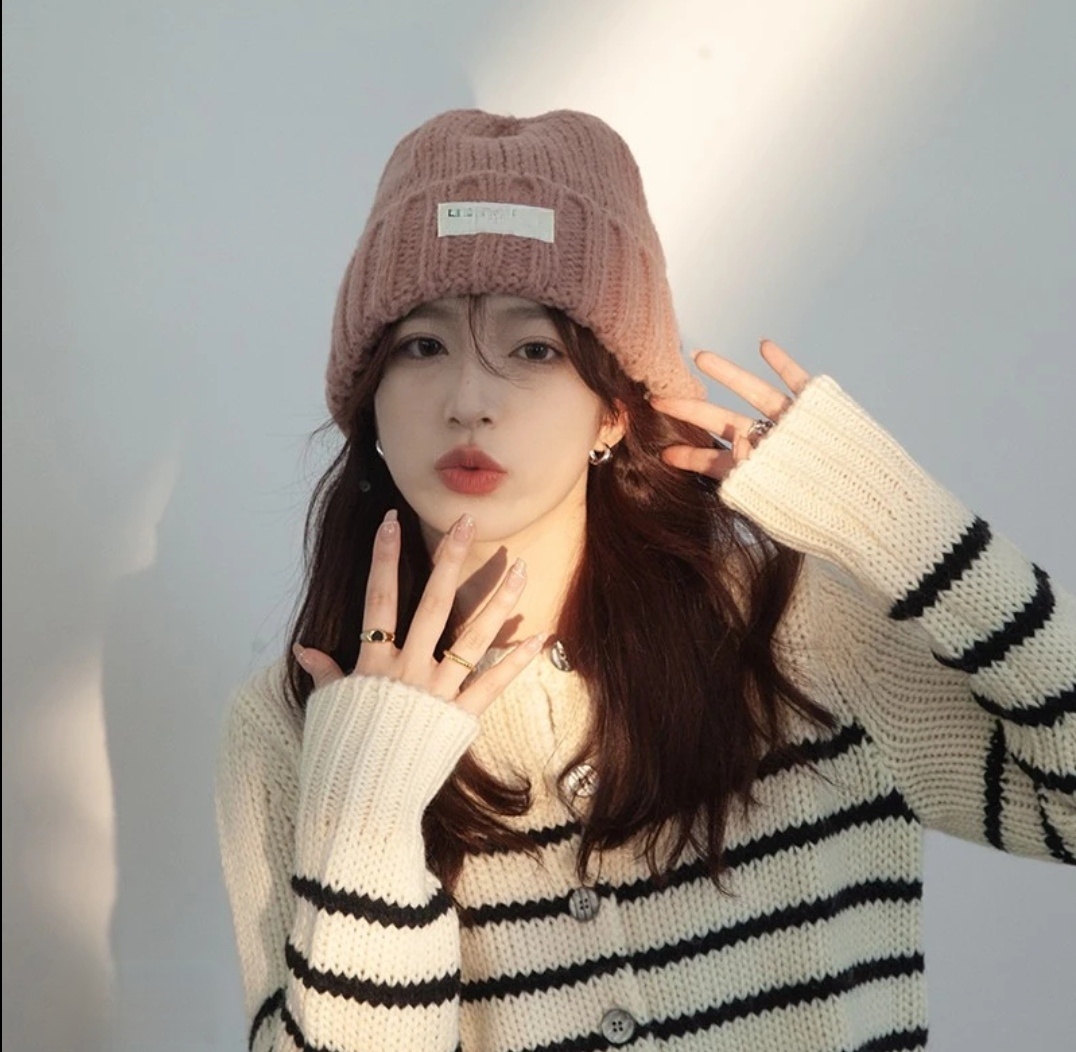 玲姐定制-女款秋冬堆堆帽大头围加深显脸小洋气加绒针织帽521509