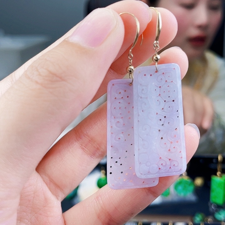 翡翠18K金镶嵌耳饰饰品