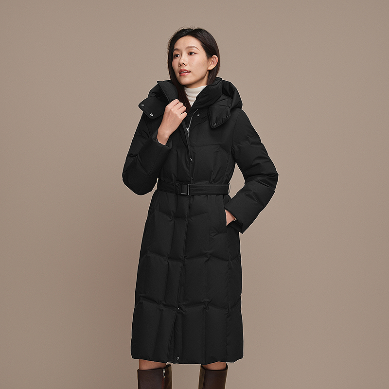 【长款鹅绒】新款90绒女时尚休闲商务女士加厚保暖连帽过膝