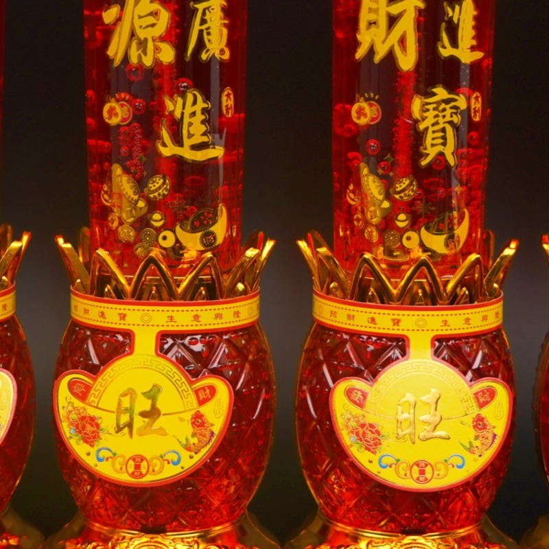 旺来了家用无烟红色水晶蜡烛防风设计适用于过年乔迁等喜庆场合