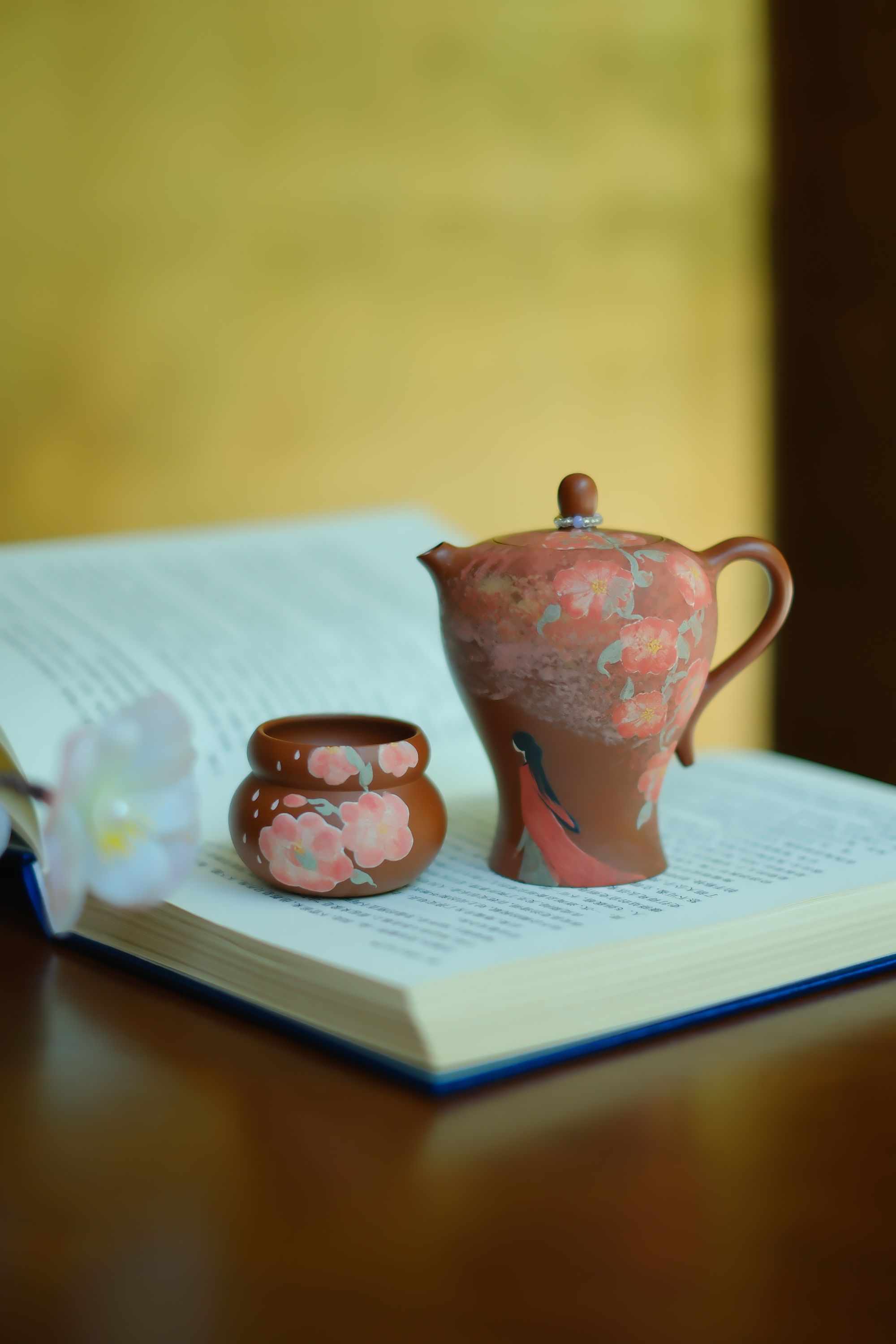 大碗茶器【国色芳华】一壶一杯·朱泥·200cc内推球孔·宜兴紫砂手工