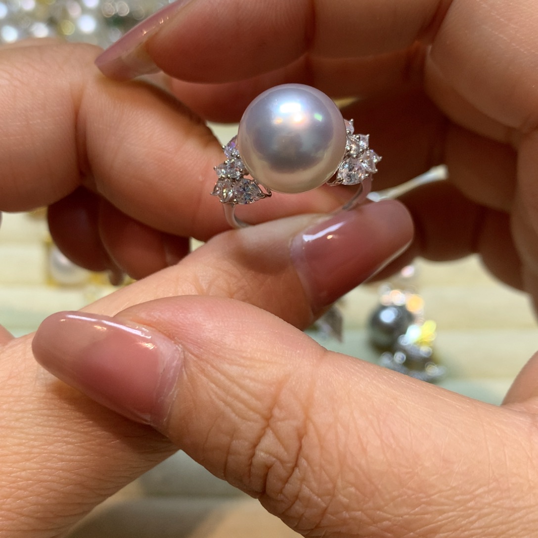 海水珍珠戒指18K金镶嵌